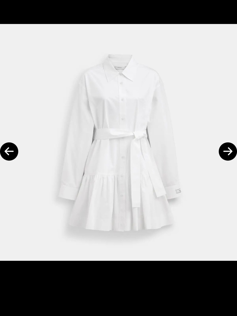 Coach White Button Shirt Dress with Waist Tie